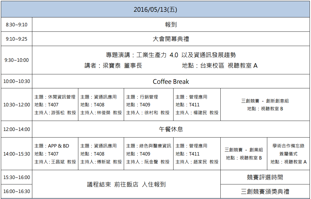 2016研討會議程