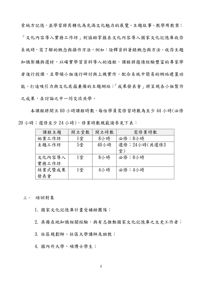 【推廣教育中心】轉知 文化部國家文化記憶庫「專業種子師資培力課程」報名中圖片