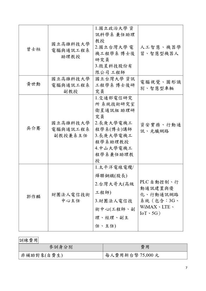 【推廣教育中心】轉知 高雄科技大學辦理「114年度產業新尖兵計畫」開設「5G AIoT實務與應用人才培訓班」課程相關訊息圖片